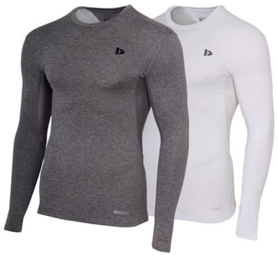 2-Pack Donnay - Baselayer Longsleeve - Thermo/Sportshirt - Heren - White/Charcoal-marl (1162) - maat S