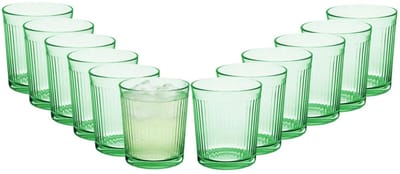 Alessandro Drinkglazen Marbella - waterglazen - groen transparant - glas - set 12x stuks - 260 ml - gekleurd glas