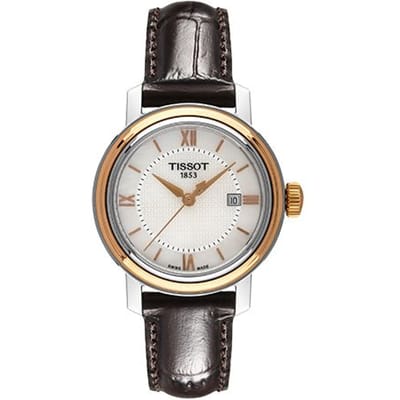 Tissot Portofino Serie Quartz Uurwerk 50M Waterbestendig Horloge 29mm Wit Wijzerplaat Roestvrijstalen Kast Lederen Band Dameshorloges T097.010.26.118.00 Dark Brown Strap white