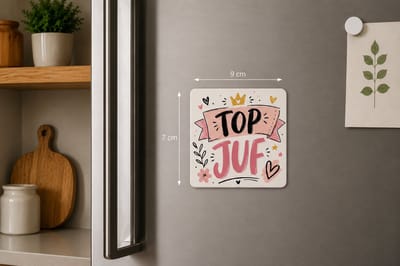 Koelkastmagneet MDF Top Juf – Magneet 9x7 cm – Bedankje voor Juf – Cadeau Einde Schooljaar