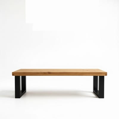 Industriële tuinbank – douglas hout & zwart staal – 140 cm – U-frame