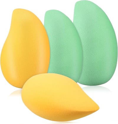 4 Stuks Mangovormige Make-upsponzen voor Perfecte Foundation, Poeder en Concealer - Veelzijdig Cosmetisch Gereedschap voor een Stralende Look