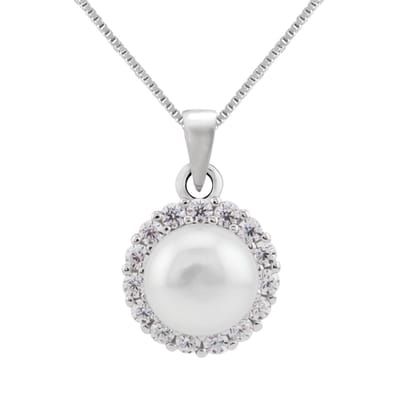 WeLoveSilver - zilveren ketting - cirkelhanger met parel en zirkonia