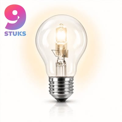 9x Peertje Halogeenlamp E27 - 100W - Warm Wit Licht (2700K) - 1900 lm - 2 jaar - Dimbaar