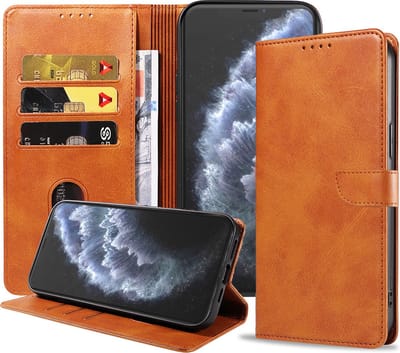 Geschikt voor iPhone 11 Pro Max Telefoonhoesje Kunstleer met Magnetisch lipje en Pasjeshouder Book Case met Klepje - Bruin - Smartphonica geschikt voor iPhone 11 Pro Max