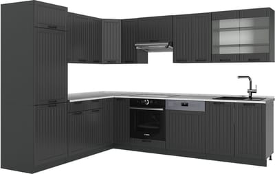 Vicco Hoekkeuken Fame-Line, Donkergrijs/Antraciet, 287 x 227 cm, WB Marmer