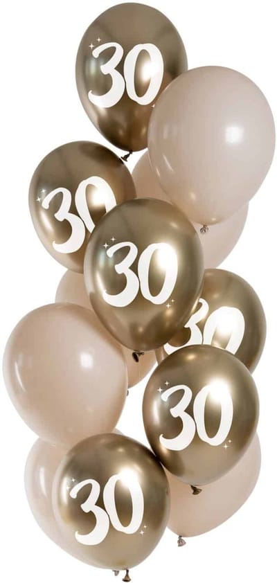 Folat - Golden Latte 30 jaar ballonnen (12 stuks)