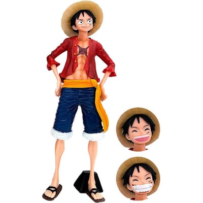 One Piece Anime Actie Zelfverzekerde Lachende Luffy Drie Vormen Gezicht Verwisselende Poppen Figuur Model Cadeaus voor Kinderen Speelgoed Auto Bureau Decoratie multi