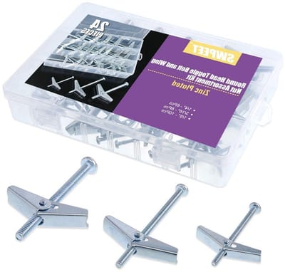 24-delige Rocker Bolt en Wing Nut Kit voor het Ophangen van Zware Voorwerpen aan Gyproc - 1/8 inch, 3/16 inch, 1/4 inch, Geschikt voor Bevestigen en Monteren