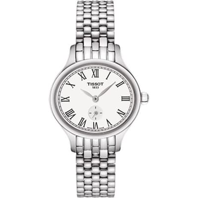 Tissot Série T-Classic Mouvement Quartz Chiffres Romains Petite Seconde Minimaliste Élégante Montre Décontractée Montres Femmes Acier Blanc T103.110.11.033.00 White Dial white
