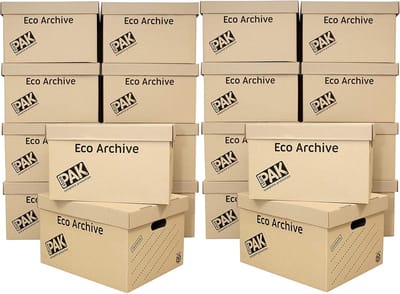 20 Kartonnen Opbergdozen met Deksels - Eenvoudig te Monteren, Voor Thuis, Kantoor en Verhuizing - 33 Liter - H26 x B34 x D43 cm