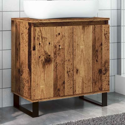 vidaXL - Badkamerkast - 58x33x60 - cm - bewerkt - hout - oud - houtkleurig