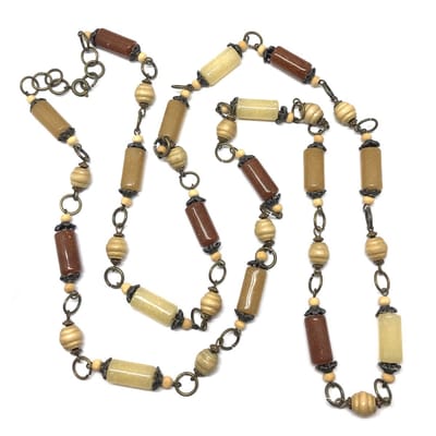 Behave - Lange ketting dames - Retro stijl - Bruin kralen - 120 cm