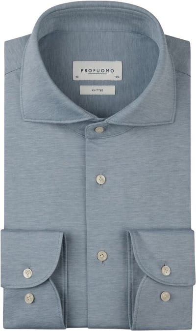 Profuomo slim fit heren overhemd - jersey - grijs - Strijkvriendelijk - Boordmaat: 40 (EU maat: M)