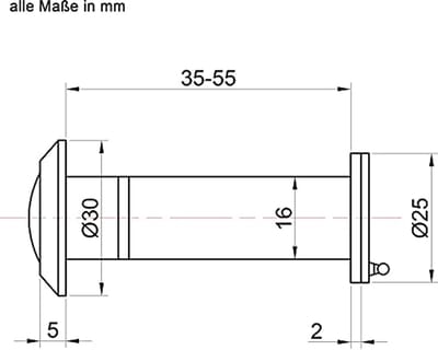 Deurviewer met 200° groothoek en inkijkbescherming - Roestvrijstalen lens - Geschikt voor deuren van 35-55mm