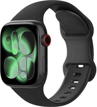 Siliconen Bandje Geschikt voor Apple Watch 1, 2, 3, 4, 5, 6, 7, 8, 9, 10, 11, SE - 42/44/45/46 mm Bandje Siliconen - Horloge Band Verstelbaar Polsband - Zwart