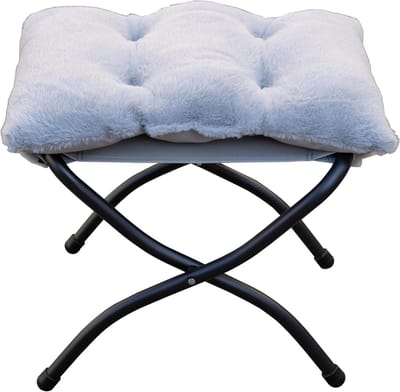 Voetkruk Inklapbaar - Voetensteun Ottoman - Extra Zitplaats - Afneembare Zitting - 44x41x37 cm - Lichtgrijs