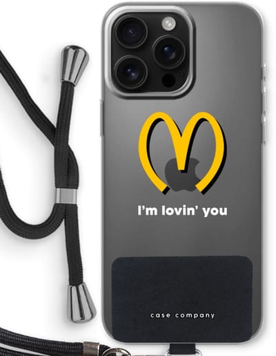 Case Company® - Hoesje met koord geschikt voor iPhone 16 Pro Max hoesje met Koord - I'm lovin' you - Telefoonhoesje met Zwart Koord - Bescherming aan alle Kanten en Over de Schermrand