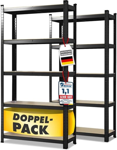 Heavy Duty Steekrekken Zwart 180x90x40 cm - Dubbelpak Magazijnrek zonder Gereedschap