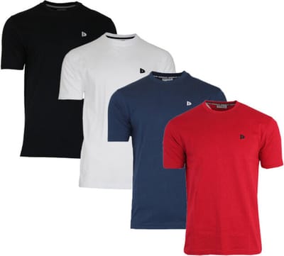 4-Pack Donnay - T-shirt (Vince) - Sportshirt - Heren - Black/White/Navy/Berry-red (605) - maat M
