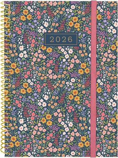 Famanu – Spiraalplanner 2026 met week op 2 pagina’s horizontaal polypropyleen kaft en flora patroon