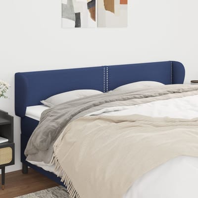 vidaXL - Hoofdbord - met - randen - 203x23x78/88 - cm - stof - blauw