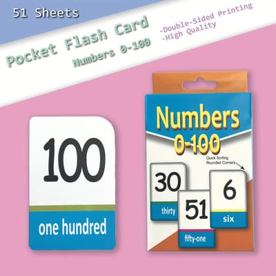 51 stuks 0-100 Cijfer Flashcards voor Kinderen Engels Leren Educatieve Kaarten Vroegschoolse Lesmethode Woorden Lezen blue