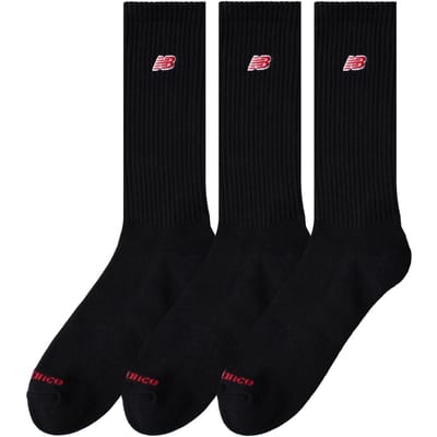 New Balance Unisex Patch Logo Crew 3 Pack Black Taglia: L | Accessori Sportivi Outlet | Unisex | Nero