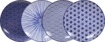 Tokyo Design Studio Nippon Blue Borden 20,6 cm - hoogwaardig porselein - set van 4