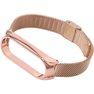 Metalen Band Compatibel voor Xiaomi Mi Band 6 Smartwatch Vervanging Stalen Band Armband Polsband Accessoires Pink Gold beige