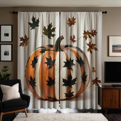 2 stuks HD Thanksgiving Esdoornblad pompoen decoratief gordijn Wit lint digitaal bedrukt gordijn Woondecoratie stijl Versierd wonen W52H63inchW132H160cm gray