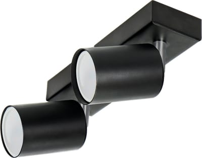 DOA SP 2 - Plafondlamp / Wandlamp geschikt voor 2 spotjes max. 2 x 50 W - GU10 - Draaibare Opbouwspot - Zwart