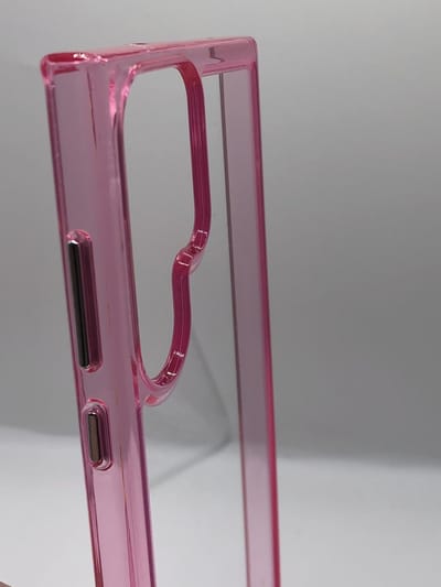 Premium Kwaliteit Crystal Anti-Yellow TPU/Kunststof Back Cover Hoesje- Geschikt voor Samsung Galaxy S22 Ultra / S23 Ultra - Roze/Transparant