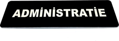 Deurbordje met tekst Administratie - 150 x 50 mm (incl. dubbelzijdige tape) - zwart / wit | Geborstelde RVS-look toplaag | Gratis Verzending