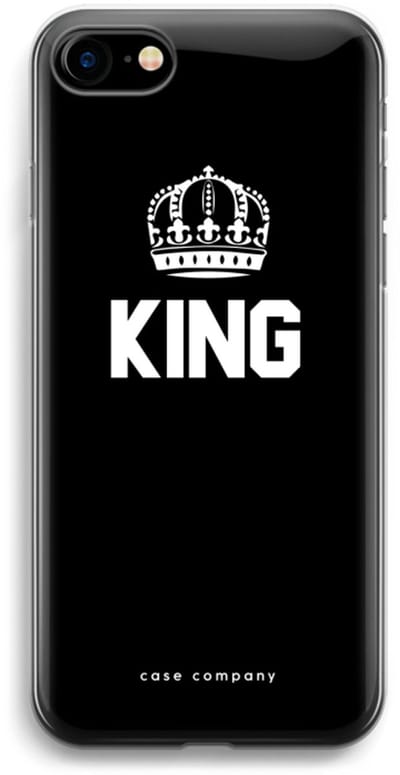Case Company® - Hoesje geschikt voor iPhone SE 2020 hoesje - King zwart - Soft Cover Telefoonhoesje - Bescherming aan alle Kanten en Schermrand