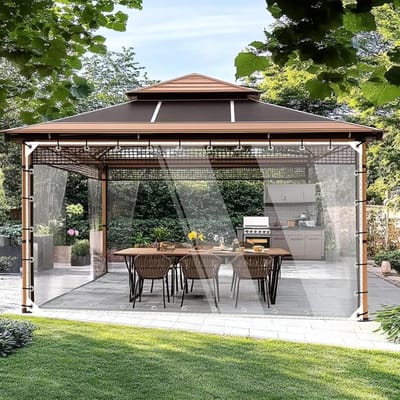 Zware Waterdichte Zeil 2.5m x 6m Translucent, 430gsm Soft Glass PVC, Scheurbestendig en Vorstbestendig met Oogjes voor Tuin en Terrasoverkapping