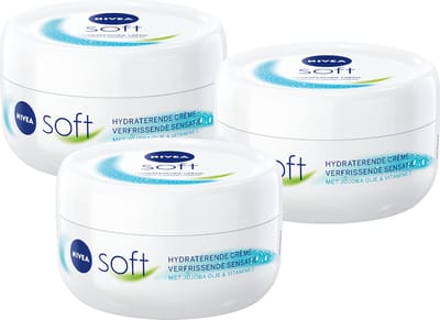 NIVEA Soft Bodycrème - Crème voor Lichaam en Gezicht - Hydraterende Gezichtscrème - Voordeelverpakking - 3 x 200 ml