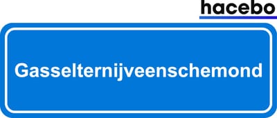 Hacebo - Plaatsnaam Sticker - 29x10 CM - Gasselternijveenschemond sticker - Verkeersborden sticker - grappige cadeaus - Gasselternijveenschemond