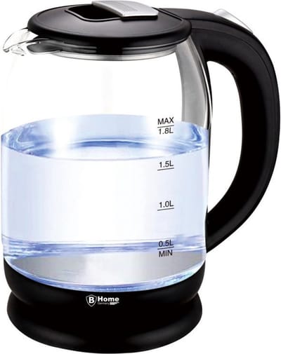 Waterkoker - LED-verlichting - transparant - 1,8 liter - 1500 Watt - glas