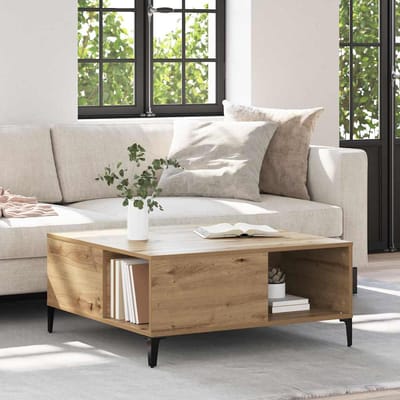 vidaXL - Salontafel - Artisan - Eiken - 80 - x - 80 - x - 36,5 - cm - Bewerkt - hout