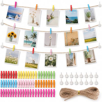 Mini Houten Knijpers - Kleine Klemmen - Decoratie Ophangen - Kleurrijk Hout - 80 stuks - Multicolor