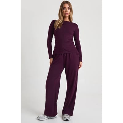 boohoo Dames Geribbelde trekkoord broek | Fig | Maat: 34