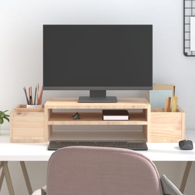 vidaXL - Monitorstandaard - 70x27,5x15 - cm - massief - grenenhout