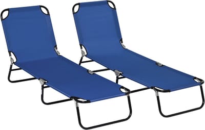 Killogood Set van twee opklapbare ligstoelen/tuinstoelen - met vijf verstelbare rugleuninghoogtes en een draagvermogen tot 120 kg.