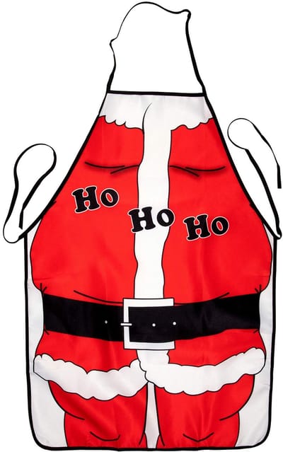 Dailygoods- Schort Feestelijk Ontwerp - Kerstman - Halflang - Beschermt Kleding - Perfect voor Bakken - Rood/Wit Design - Keukenschort