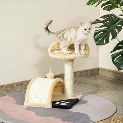 REDOM - Kattenkrabpaal - meerdere niveaus - sisal en pluche - 35,5L x 37B x 46H cm beige