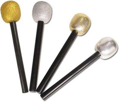 4x Glitter Microfoon Rekwisieten voor Podium, Karaoke en Feestjes
