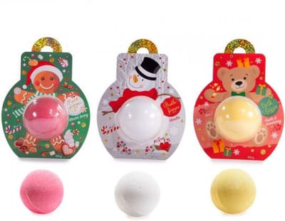 Kerst badbruisballen - Bath Bomb - set van 3 - Vanille - Winterbes - Appel en Cranberry - 100 gram