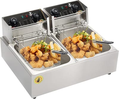 Elektrische Frituurpan - Commerciële Friteuse - Thuis en Horeca - Verstelbare Thermostaat - 10L of 20L - Zilverkleurig