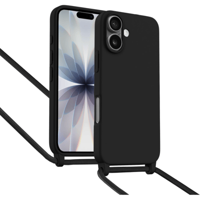 ShieldCase Hoesje met telefoonkoord (zwart) geschikt voor iPhone 17 - Telefoonhoesje met koord - Beschermende case - Slanke cover